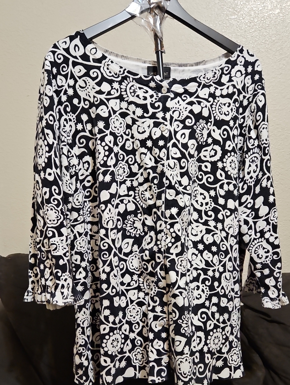 Lane Bryant Black and White Floral Cardigan